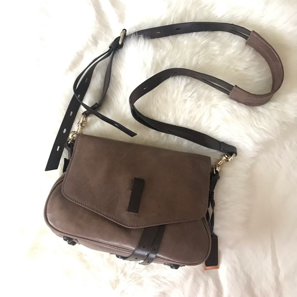 Joy Gryson taupe leather crossbody bag